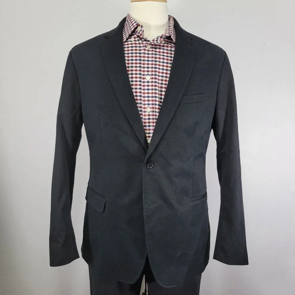 Banana Republic Men's Sport Coat Blazer Two Button Black800 Cotton Blend‎ 44R